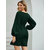 Code Yellow Women Elegant Dark Green Elastic Sleeve Crepe Short Dress