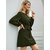 Code Yellow Women Elegant Mint Green Elastic Sleeve Crepe Short Dress