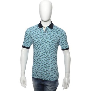 Red Line Men's Aqua Printed Polo Collar T-Shirt
