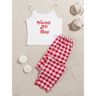 Code Yellow Women White VAD Print Tee And White Check Box Lower