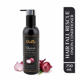 Globus Naturals Onion Conditioner Hair Fall Rescue, Enriched with Amla, Almond & Aloe vera, Hydrates & Nourishes Hair, Controls Frizz, Strengthen hair follicles, 250 ml