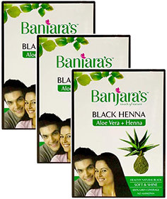 Banjaras Black Henna Aloe Vera And Henna Hair Color 50gm Pack Of 3