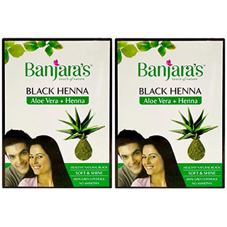 Banjaras Black Henna Aloe Vera And Henna Hair Color 50gm Pack Of 2