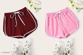 Code Yellow Women maroon And Pink Shorts Combo