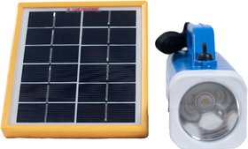 SUI Rechargeable Solar LED Torch with Robust Holder, 24Wh Inbuilt Battery, 3W Solar Panel and Hybrid Charging