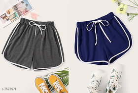 Code Yellow Women Grey And Blue Shorts Combo