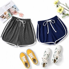 Code Yellow Women Grey And Blue Shorts Combo