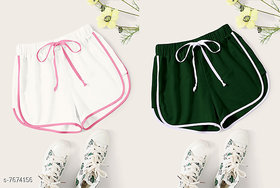 Code Yellow Women White And Sea Green Shorts Combo