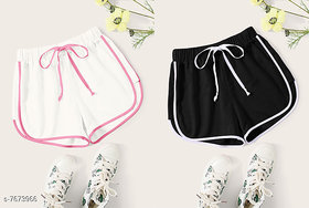 Code yellow Women Black And White Shorts Combo