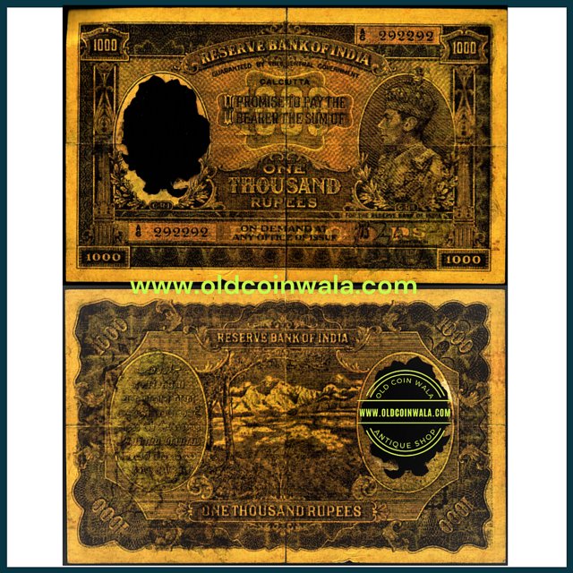Buy BRITISH INDIA 1000 RUPEES KING GEORGE V RARE FANCY NOT FOR ...