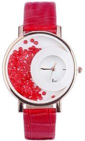 Axton MXRE Women Round Red Diamond Red Strap Watch For Girls  Women