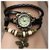 AXTON Leather Black Strap Round Dial Vintage Fancy Bracelet Watch For Girls Women and Ladies