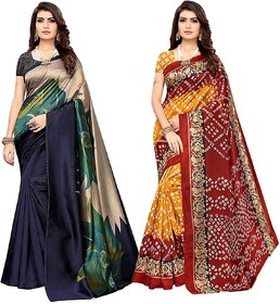 SVB Sarees Printed Mysore And Art Silk Saree With Blouse Pack Of 2