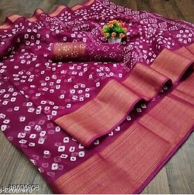 SVB Saree Pink Linen Bandhani Saree