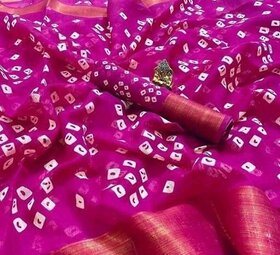 SVB Saree Pink  Colour Linen Bandhani Printed Saree