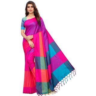SVB Saree Pink Chanderi Saree With Tassels