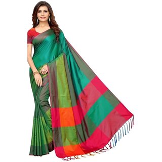 SVB Saree Green Chanderi Saree With Tassels