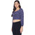 9 Impression Womens Navy  Yellow Printed Square Neck Full Sleeves Crop Tops