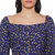 9 Impression Womens Navy  Yellow Printed Square Neck Full Sleeves Crop Tops