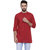 Srigra Men Red Cotton Straight Fit Kurta