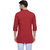 Srigra Men Red Cotton Straight Fit Kurta
