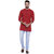 Srigra Men Red Cotton Straight Fit Kurta