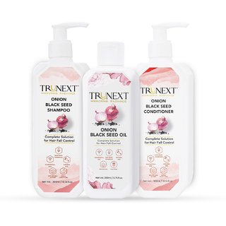 TRUNEXT Onion Oil + Onion Shampoo + Onion Conditioner for Hair Fall Control -Hair care Combo