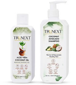 TRUNEXT ALOE VERA COCONUT OIL 200ML + COCONUT AVOCADO SHAMPOO 300ML- HAIRCARE KIT