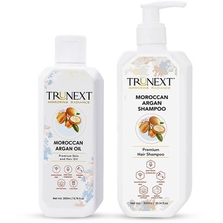 TRUNEXT MOROCCAN ARGAN OIL 200ML +ARGAN SHAMPOO 300ML- HAIR COMBO