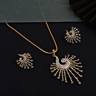 Lucky Jewellery 18K Gold Plated American Diamond Pendant