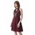 Miss Chase Womens Wine Red Round Neck Sleeveless Solid Sequin Flowy Knee-Long Skater Dress