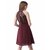 Miss Chase Womens Wine Red Round Neck Sleeveless Solid Sequin Flowy Knee-Long Skater Dress