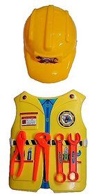 Engineer Plastic Community Helper Yellow Color With Accessories And Helmet Fancy Dress Costume For Kids Age 3-8 yrs