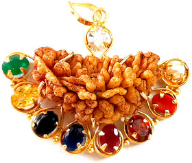 RS JEWELLERS 1 Mukhi  One Face Genuine Rudraksha Bead With Navratan Navratna Pendant For Men  Women(1 Pc) Cat's Eye,