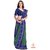 Dark Blue and Green Zig Zag With Hathi Palu Semi Patola Saree - Single Weave