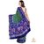 Dark Blue and Green Zig Zag With Hathi Palu Semi Patola Saree - Single Weave