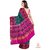 Peacock Blue and Pink Navratan Semi Patola Saree - Single Weave