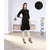 Fabclub Cotton Flex Solid Plain Front Slit Straight Women Kurta (Black)