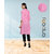 Fabclub Cotton Flex Solid Plain Front Slit Straight Women Kurta (Light Pink)