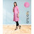 Fabclub Cotton Flex Solid Plain Front Slit Straight Women Kurta (Light Pink)