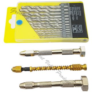 Spiral Push Hand Drill With 13 HSS Twisted Drills Set and Swivel Head Pin Vise Beading Tools For Soft Drilling, Crafting