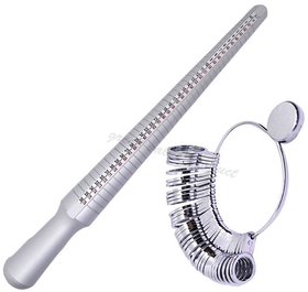 Gauge Ring Stick Aluminium  Finger Gauge Metal Combo Set Sizes Universal 1-36, European 41-76