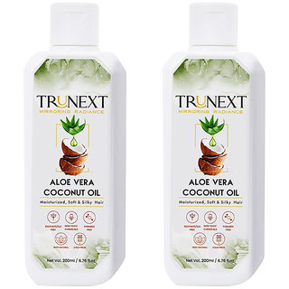 TRUNEXT NATURAL ALOE VERA COCONUT HAIR OIL , PACK OF 2 (400 ML)