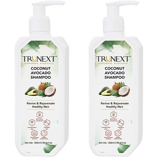 TRUNEXT Coconut Avocado Shampoo, Ultra Hydrating Coconut Shampoo, Pack of 2 (600 ml)