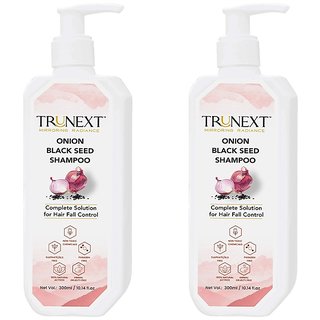 TRUNEXT Onion Black Seed Shampoo for Hair Growth and Hair Fall Control, pack of 2 ( 600 ml)