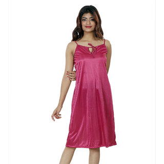 Nivcy Women Satin Nighty (Dark Pink)