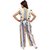 Girls Striped Sleeveless side Ruffled jumpsuit-16 Green-Yellow-Blue 11-12 Years