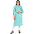 UBER CHIC Women's Light Green Rayon Printed Straight Kurta