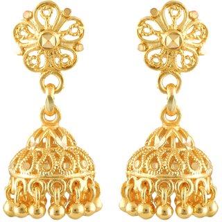 Vighnaharta Mini Shimmering Beautiful Gold Plated Screw back alloy Jhumki Earring
