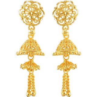 Vighnaharta Chain Latkan Gold Plated Screw back alloy Jhumki Earring